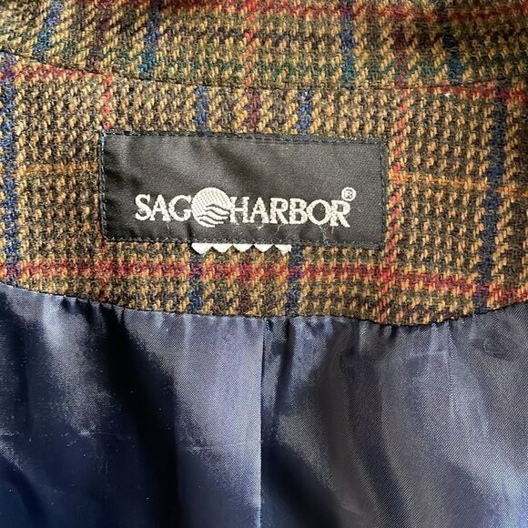 Sag Harbor Men’s Dress Coat, Dark Brown Plaid , See Measurements, Vintage - Picture 3 of 6